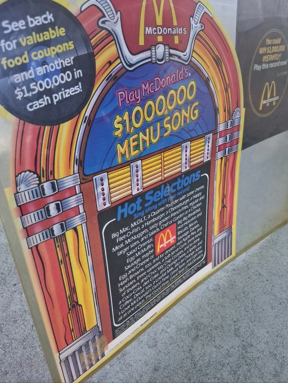 McDonald's Yellow & Red Jukebox-Style $1,000,000 Menu Song Record